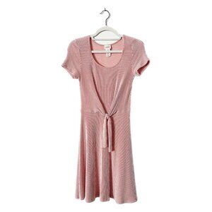 CAUTION TO THE WIND Pink and White Striped Tie-Front Dress -‎ Size Medium - NWOT